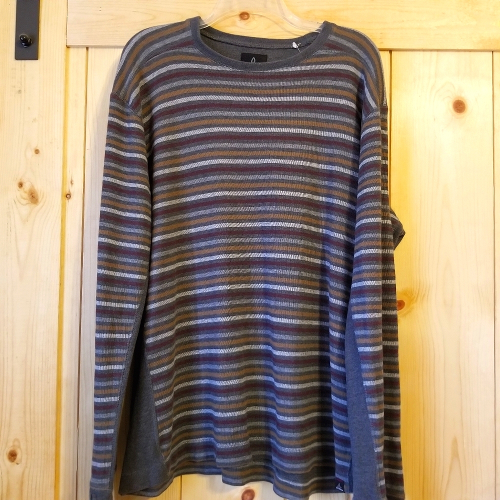 Prana Organic Cotton Crewneck Striped Sweater Y2K